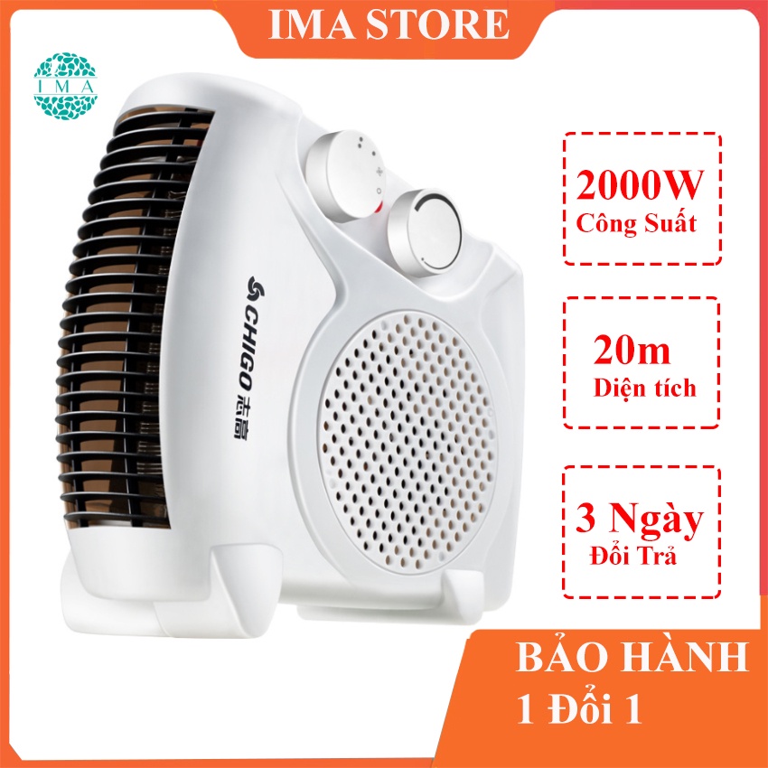 Quạt Sưởi Ấm Mini ChiGo Công Suất Max 2000W Với 3 Cấp Độ Điều Chỉnh Tự Tắt Khi Quá Nhiệt Dùng Cho Phòng Diện Tích 20m