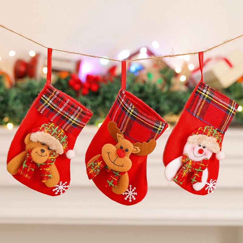 1 túi đựng kẹo hình vớ giáng sinh trang trí nhà cửa