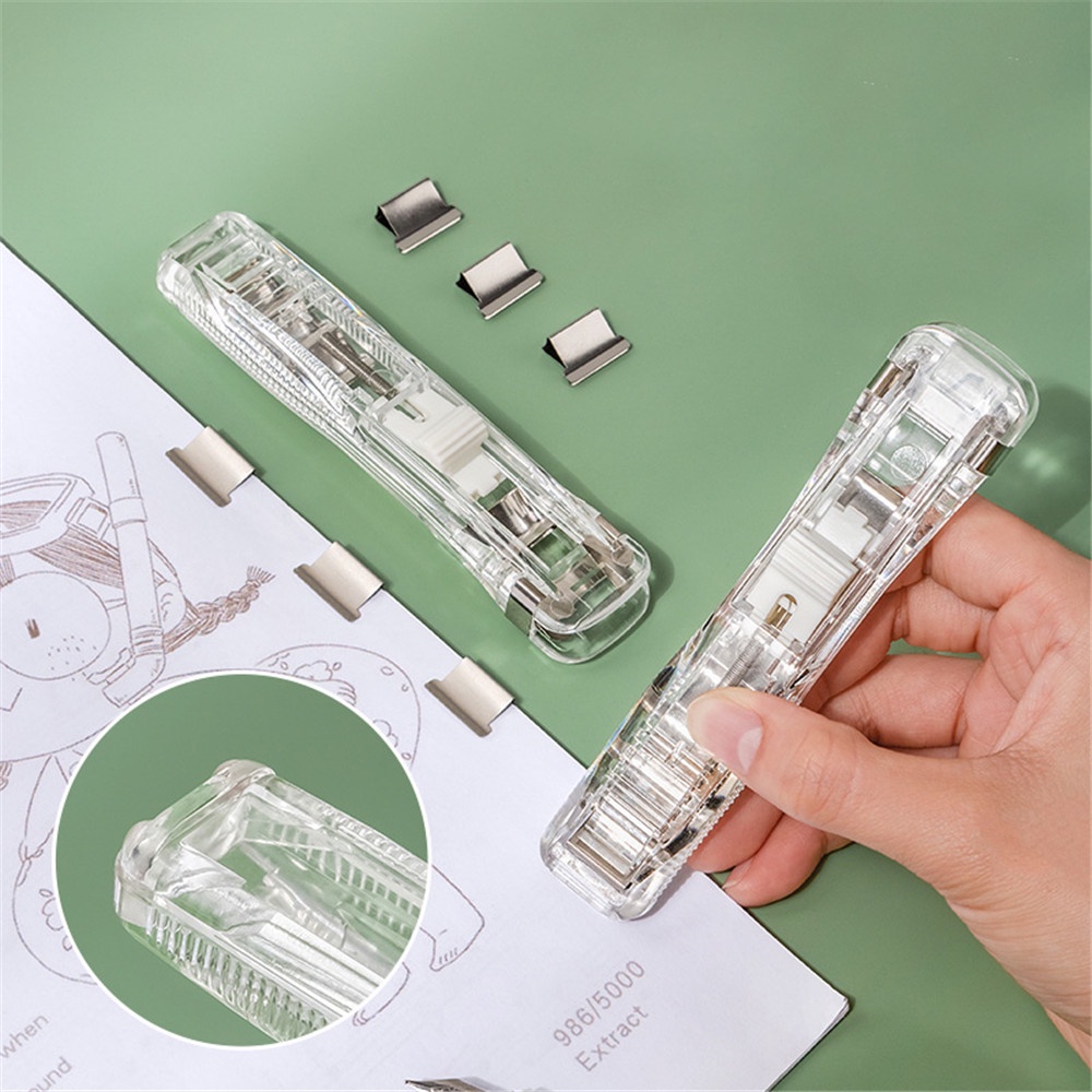 Dụng Cụ Bấm Ghim Giấy Cầm Tay Kèm 50 Kẹp Kim Loại Tiện Dụng