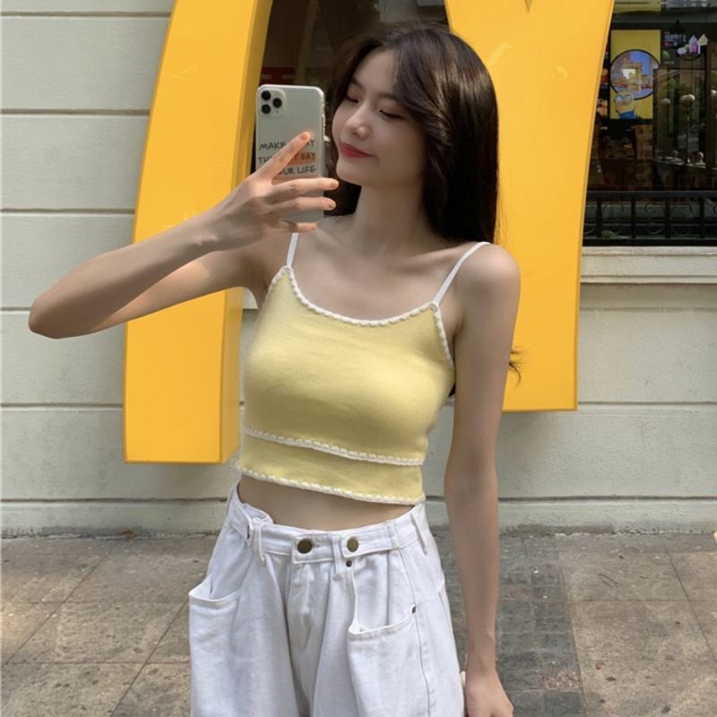 Áo Gile Korean Slim Knitted Sleeveless Short Waistcoat
