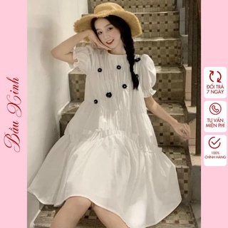 Váy bầu,Đầm bầu công sở dáng suông thời trang màu trắng sau sinh(45-65kg)