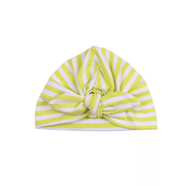 Mũ turban kẻ nơ cotton mềm mịn cho bé gái 0 - 2 tuổi