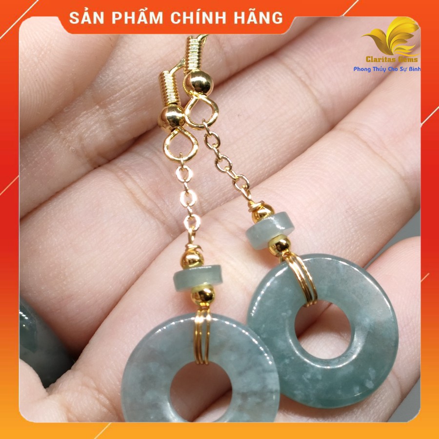 [ẢNH THẬT] BÔNG TAI ĐỒNG ĐIẾU NGOC CAM_THACH_ JADEITE _JADE LOẠI A KIỂU 2