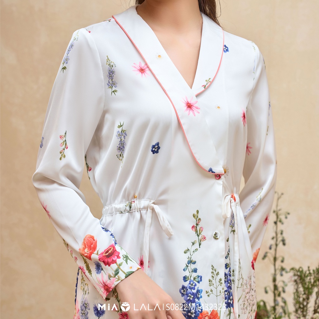 Bộ mặc nhà lụa cao cấp thiết kế sang trọng độc đáo tay dài quần dài MIALALA 2323 S0822M1432323