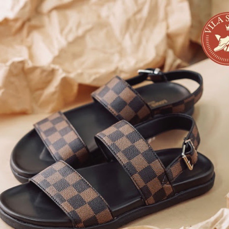 Dép nam / Dép Louis Vuitton / Dép Louis Vuitton nam họa tiết quai hậu DLV