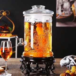 Bình Ngâm Rượu Thuỷ Tinh Trụ Rồng Có Vòi 6L/8L/10L/12L/15L/19L
