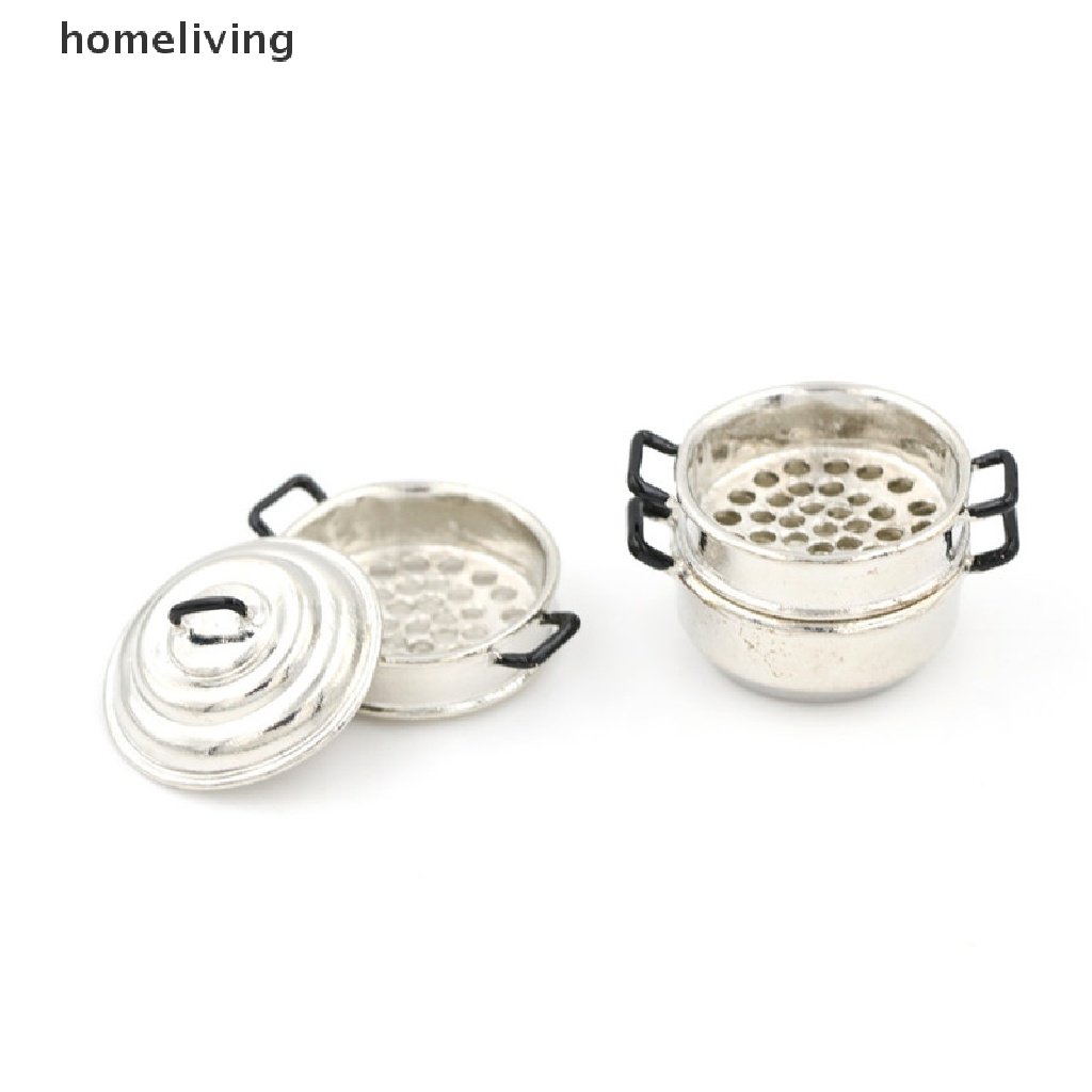 Mô Hình Nồi Hấp 3 Tầng Bằng Kim Loại Trang Trí Nhà Búp Bê 1: 12