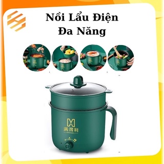 Nồi điện mini nấu lẩu tiện lợi bếp lẩu đa năng, ca nấu mì có tay cầm chống dính cao cấp 1,8l