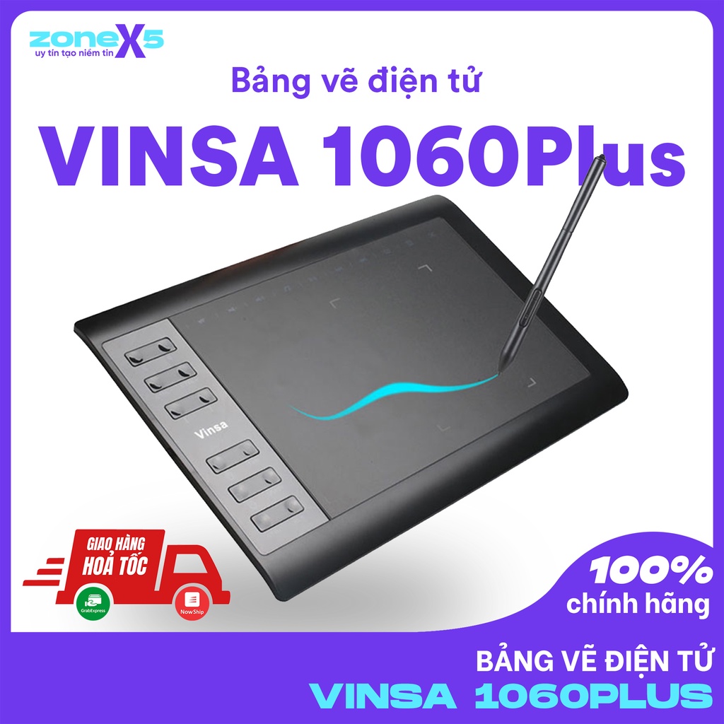 [CHÍNH HÃNG] Bảng vẽ điện tử VINSA 1060Plus - 10*6 inch, 8192 cấp độ lực, độ nhạy cao, độ trễ thấp