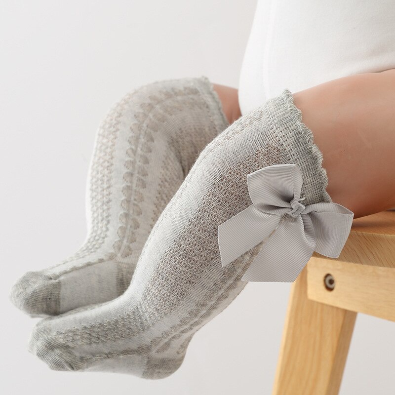 Vớ Lưới Cao Qua Gối Phối Nơ Dễ Thương Dành Cho Bé Gái