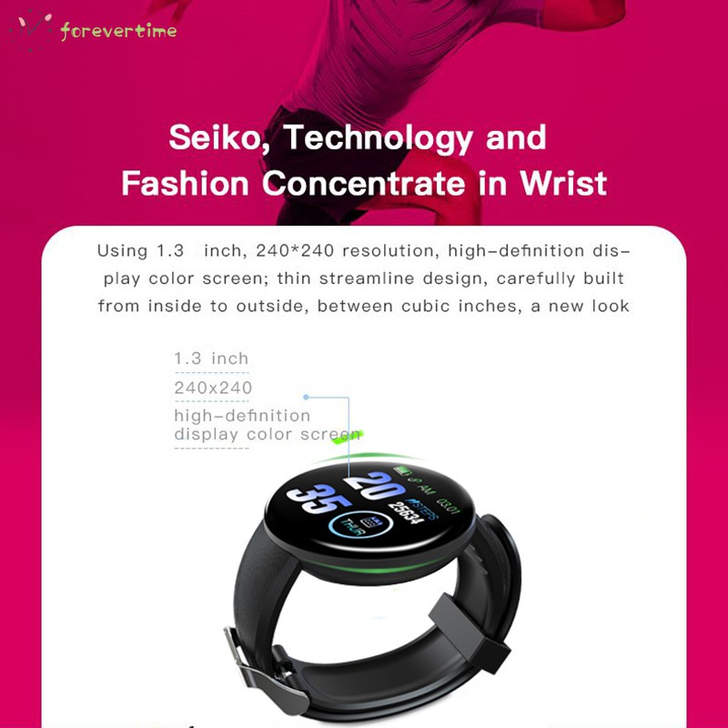 ☞ Phụ kiện trang sức☜ Smart Color Screen Watch Heart Rate Blood Pressure Health Fitness Track Sport Wristband  Unisex