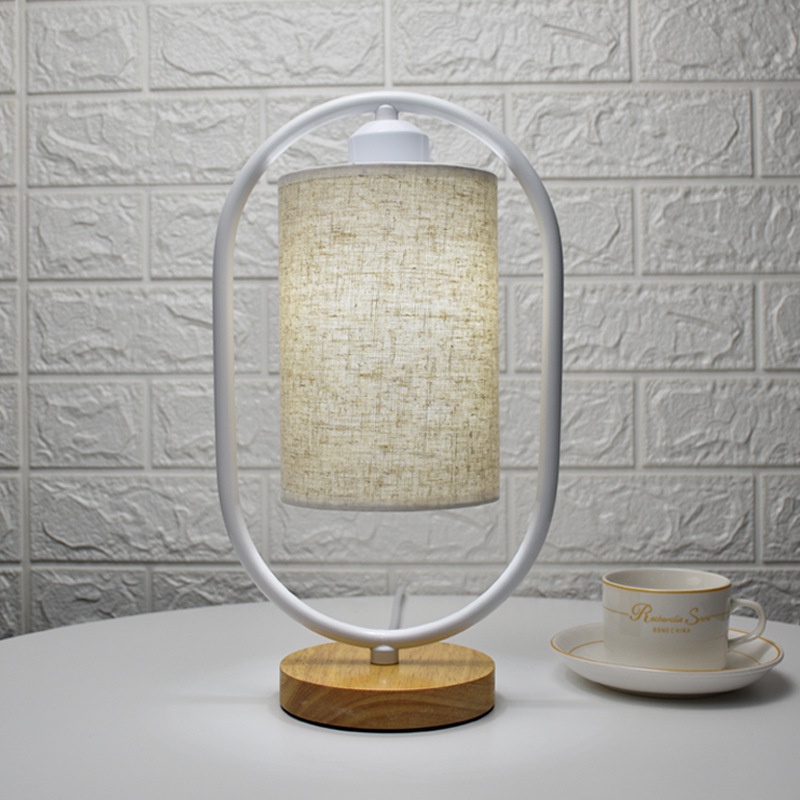 Đèn Ngủ Gỗ Để Bàn Đổi Màu Độ Sáng Chao Vải Có 3 Chế Độ Sáng - Decor Phòng ngủ Vintage Hàn Quốc TB251