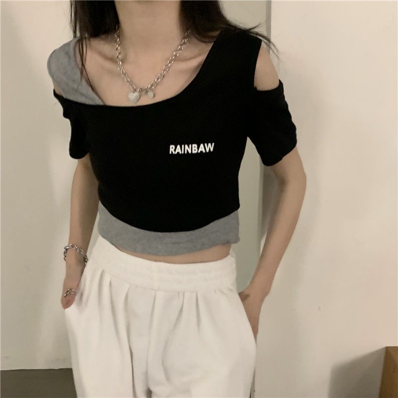 Áo thun IELGY tay ngắn hở vai dáng ôm thời trang mùa hè cho nữ