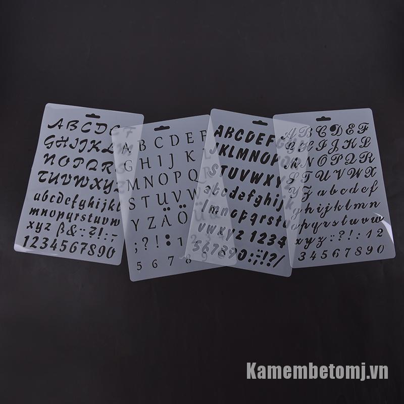 Kamembetomj❀4Pcs English Letters DIY Layering Stencils Painting Scrapbook Coloring Embossing