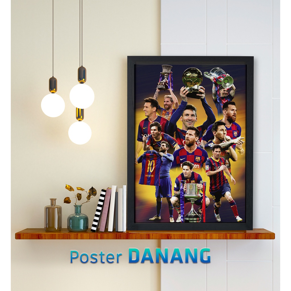 Khung ảnh treo tường POSTER BÓNG ĐÁ MESSI size 26cm x 35cm