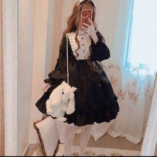 Váy lolita đen rem điệu đà