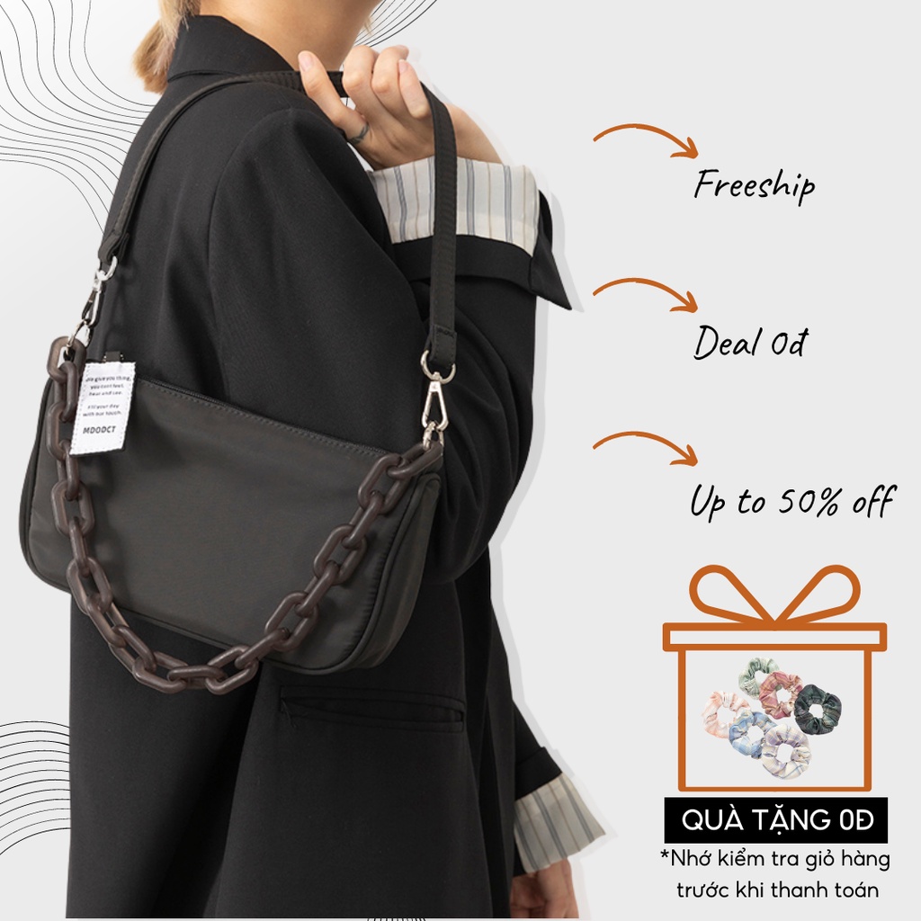 Túi xách nữ túi đeo vai DTSTUDIO dây xích nhựa cá tính vải canvas nylon trơn mềm