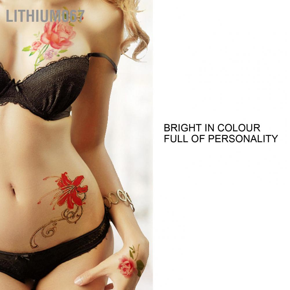 Lithium067 Temporary Tattoos Waterproof Flowers Long Lasting Body Fake Tattoo Stickers for Women Hình xăm dán tạm thời