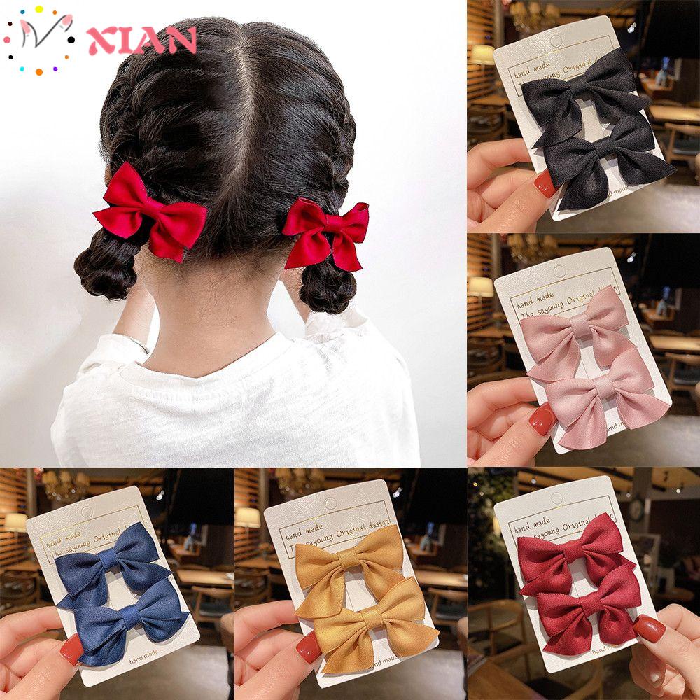 Set 2 Kẹp Tóc Nơ Màu Sắc Ngọt Ngào Cho Bé Gái