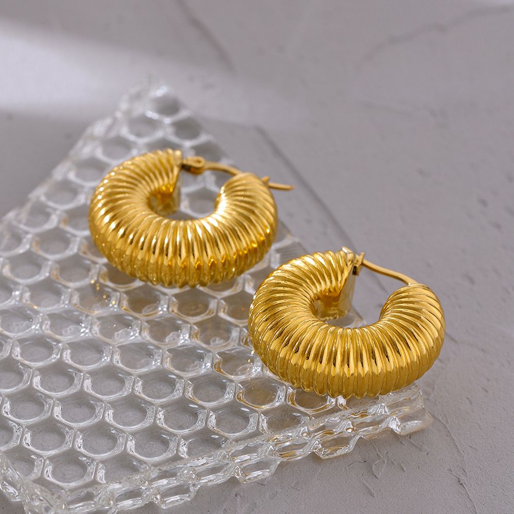 Bông tai hình tròn bằng đồng phong cách punk đơn giản thời trang cho nữ