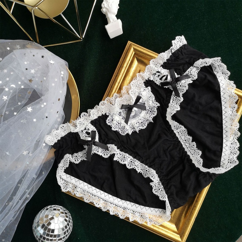 Xixi Quần Lót Cotton Phối Ren Đính Nơ Màu Trơn Kiểu Hipster Gợi Cảm Cho Nữ