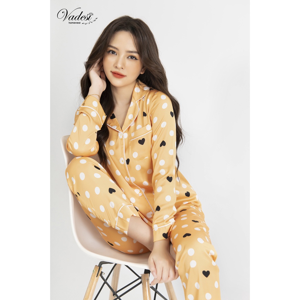 Bộ Đồ Ngủ Nữ Pijama  Mặc Nhà Dài Tay Lụa Cao Cấp Họa Tiết Đẹp Chất Liệu Mềm Mịn Thấm Hút Co Giãn Nhẹ Dáng Đẹp - VADESI