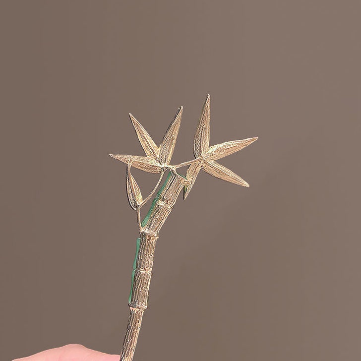 Kẹp Tóc Bằng Hợp Kim Màu Sắc Lá Tre Phong Cách Trung Hoa