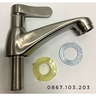 Vòi lavabo rửa mặt lạnh tay gạt inox sus 304
