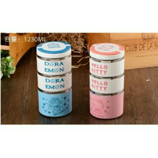 Hộp cơm giữ nhiệt 3 tầng kity, doremon