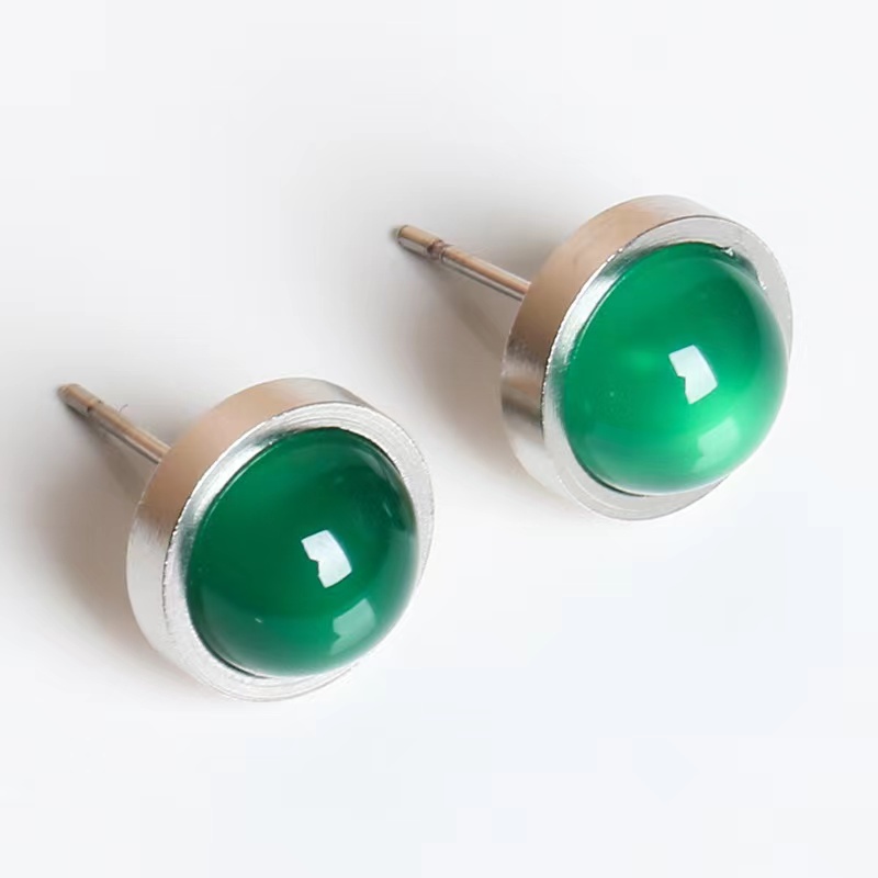 1 Cặp Khuyên Tai Tròn Bằng Thép Không Gỉ Đính Đá Labradororite carnelian Thanh Lịch
