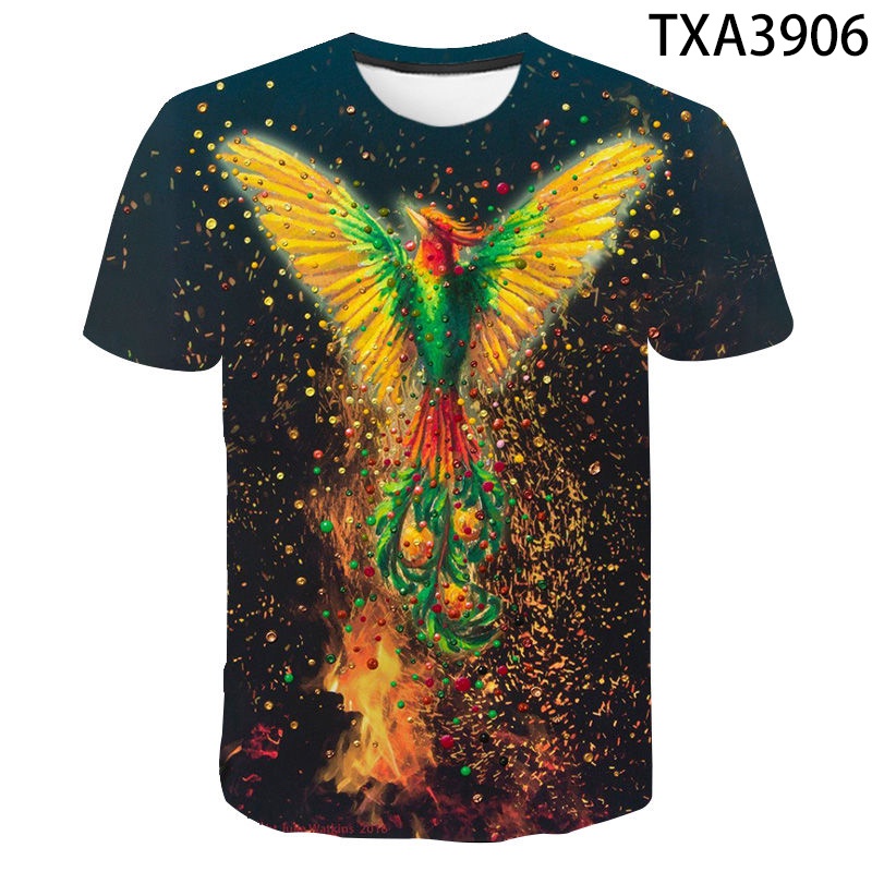 Áo Thun Tay Ngắn In Hình Chim Phượng Hoàng 3D Thời Trang Mùa Hè Cho Nam Và Nữ 2022 XS-3XL