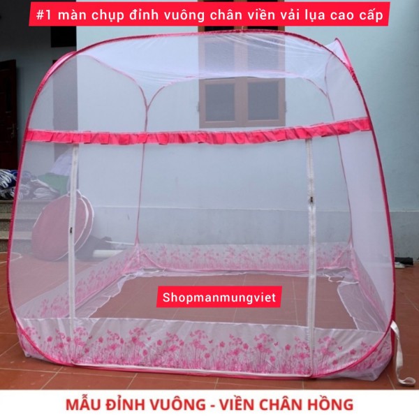 Màn chụp tự bung đỉnh rộng có chân viền vải lụa cao cấp - Thương hiệu Cường An. Bảo hành 12 tháng