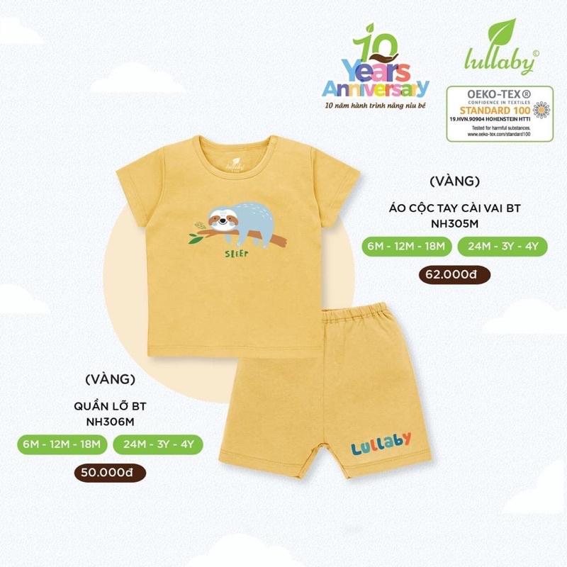 Bộ cộc tay Raglan bé trai Lullaby 301M