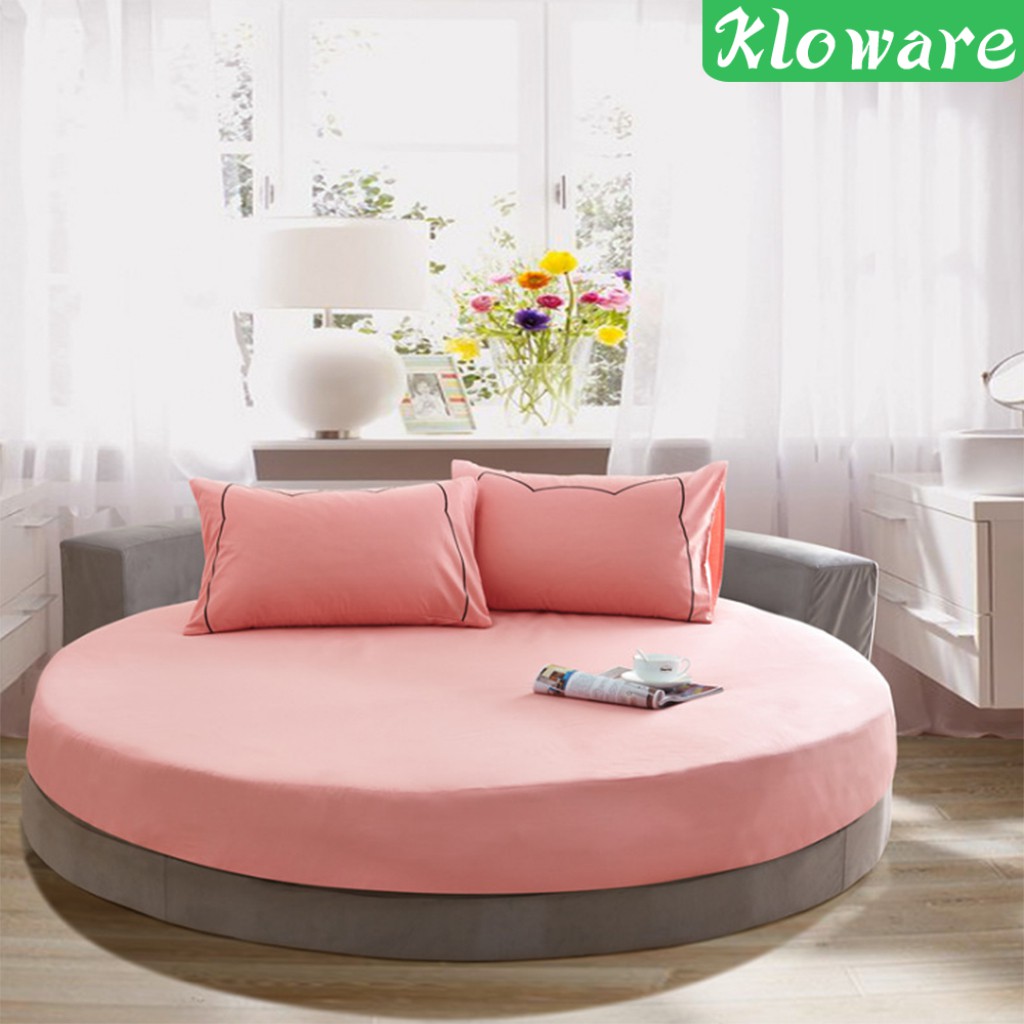 Ga Trải Giường Tròn Chất Liệu Cotton Màu Trắng Kích Thước 200x200cm