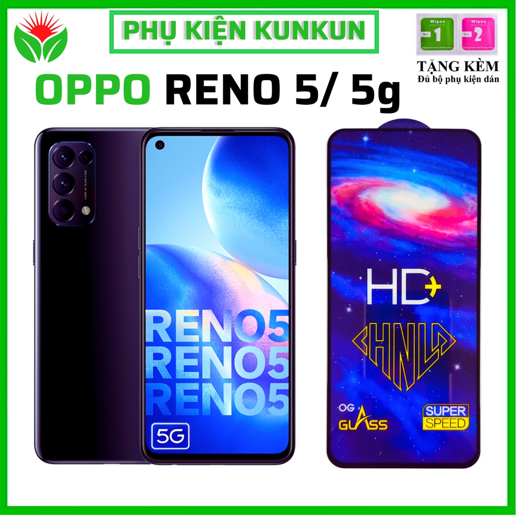 [Loại mới] Kính Cường Lực Oppo Reno 5/ 5g - Phủ Nano chống nước - Full màn hình cao cấp - Độ trong cao HD+