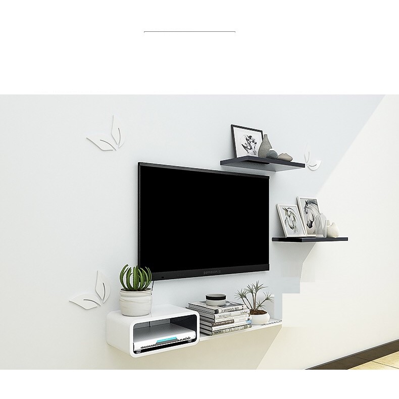 Kệ Treo Tường Trang Trí Cho Tivi 32 - 43inch Gỗ Lõi Xanh Chống Ẩm Cao Cấp + Tặng Trang Trí Gỗ 3D Dán Tường.