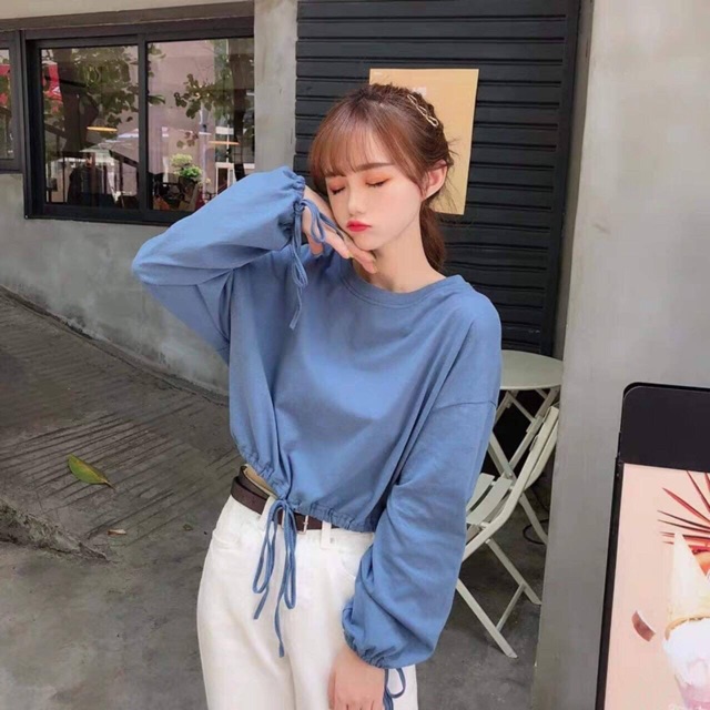 Áo thun trơn buộc gấu