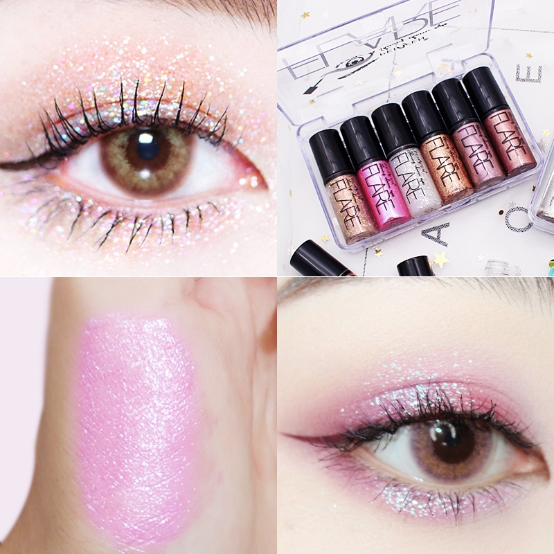 [Hàng mới về] Kẻ mắt dạng lỏng phối kim tuyến màu bạc vàng hồng lấp lánh nữ tính thích hợp trang điểm chuyên nghiệp