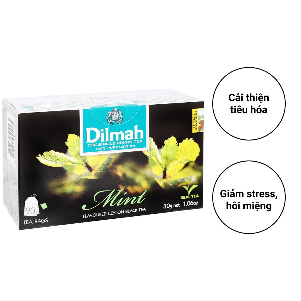 Trà Dilmah Đen Ceylon, Hương Bạc Hà, Đào, Dâu Tây (30g/20 Túi*1.5g)