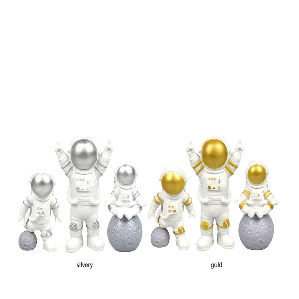 Bộ 3 Tượng Phi Hành Gia Bằng Nhựa Resin Để Bàn Trang Trí Thời Trang