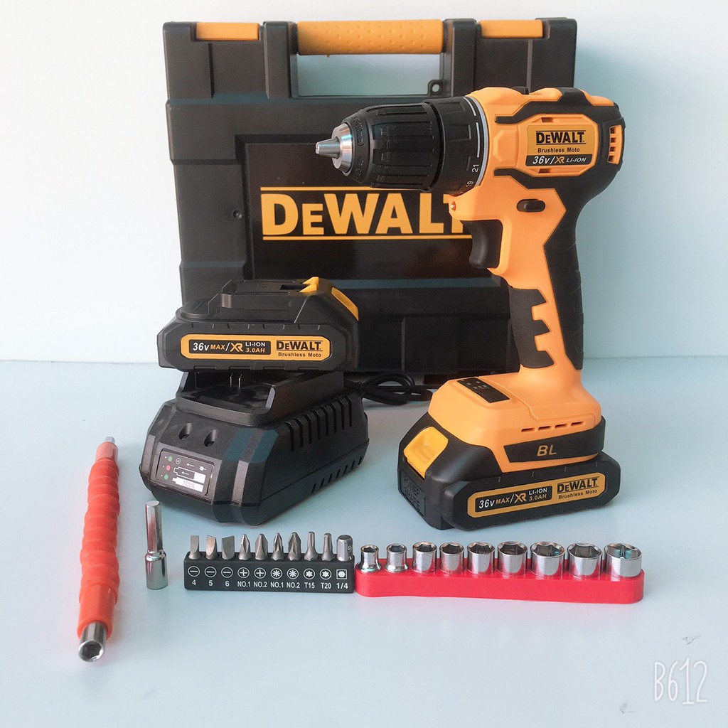 [Chính Hãng] Máy khoan pin Dewalt 36v KHÔNG CHỔI THAN TẶNG KÈM PHỤ KIỆN