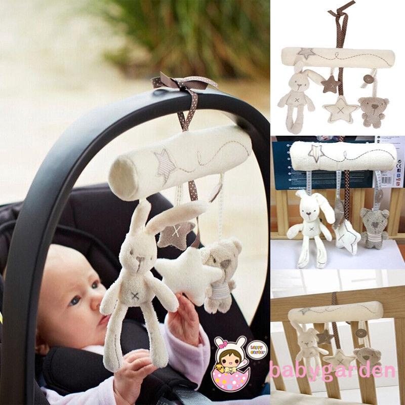 Đồ Chơi Treo Xe Đẩy Em Bé Hình Thỏ/Gấu Nhồi Bông Dễ Thương Có Nhạc