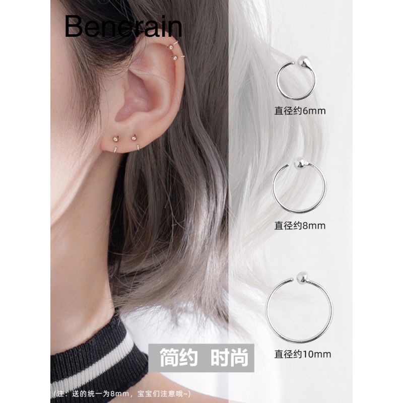 Bông Tai Mạ Bạc 925 Hình Tròn Đơn Giản Xinh Xắn Cho Nữ