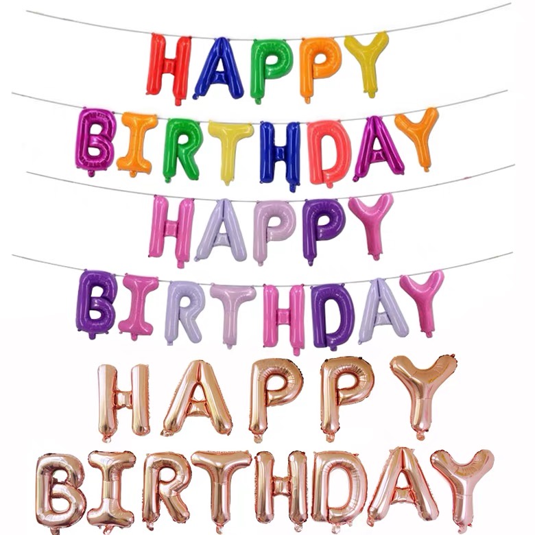 Bóng chữ Happy Birthday trang trí sinh nhật bé trai bé gái người lớn HAPPYKID BCHPBD
