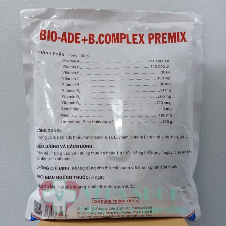 BIO ADE BCOMPLEX PREMIX GÓI 1KG - Bổ sung vitamin, tăng trọng