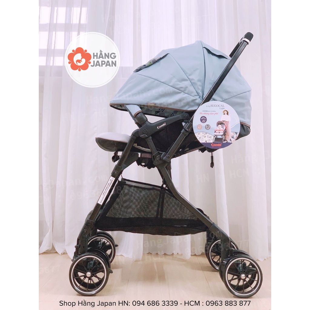 Xe đẩy Combi Sugocal Light  đệm điều hòa, 4 bánh xoay tự động BH chính hãng 2 năm