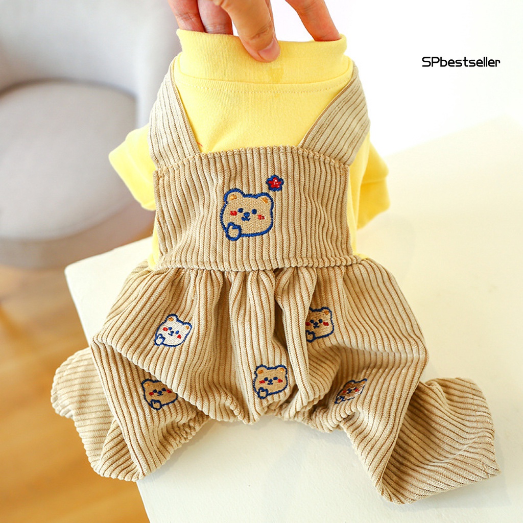 Bộ áo liền quần cổ tròn giữ ấm mùa thu đông cho thú cưng