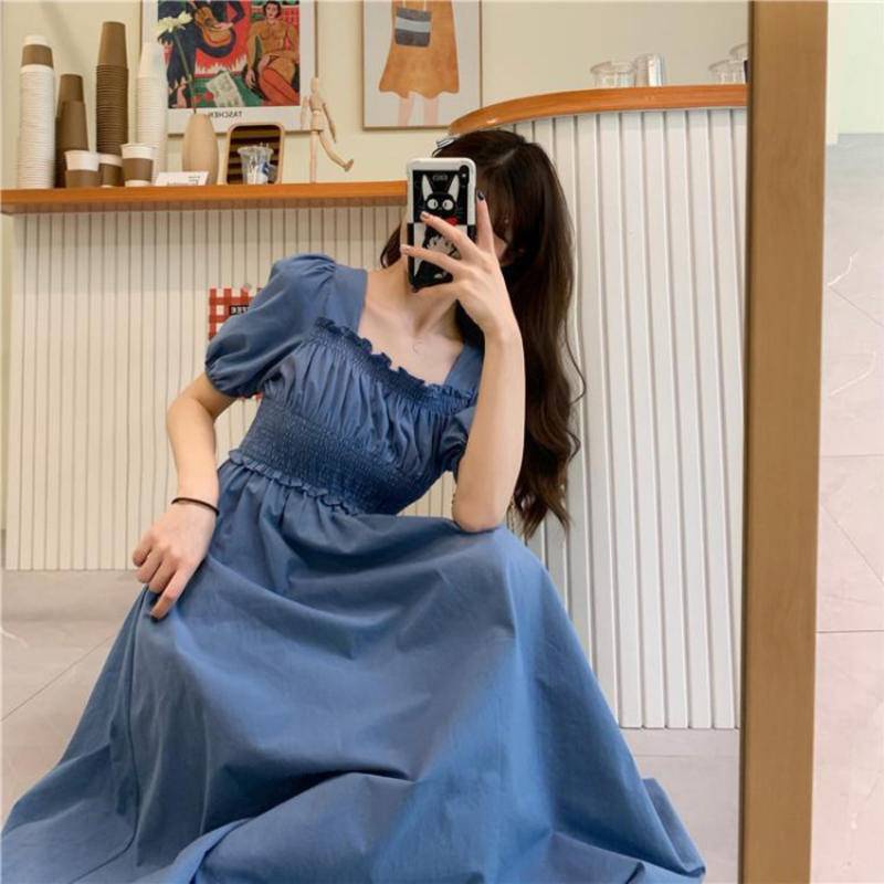 Đầm Dài Tay Phồng Cổ Vuông Thời Trang Mùa Hè Phong Cách Mới 2022