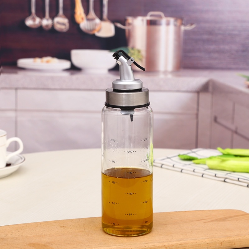 Chai Thủy Tinh Đựng Dầu Ăn Chia Vạch, Có Vòi Chiết Rót Dung Tích 180ml, 300ml, 500ml
