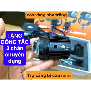 1 ĐÔI ĐÈN TRỢ SÁNG 2 MÀU BI CẦU MINI COS VÀNG PHA TRẮNG - SÁNG CỰC NGON - ĐÈN XE VIỆT
